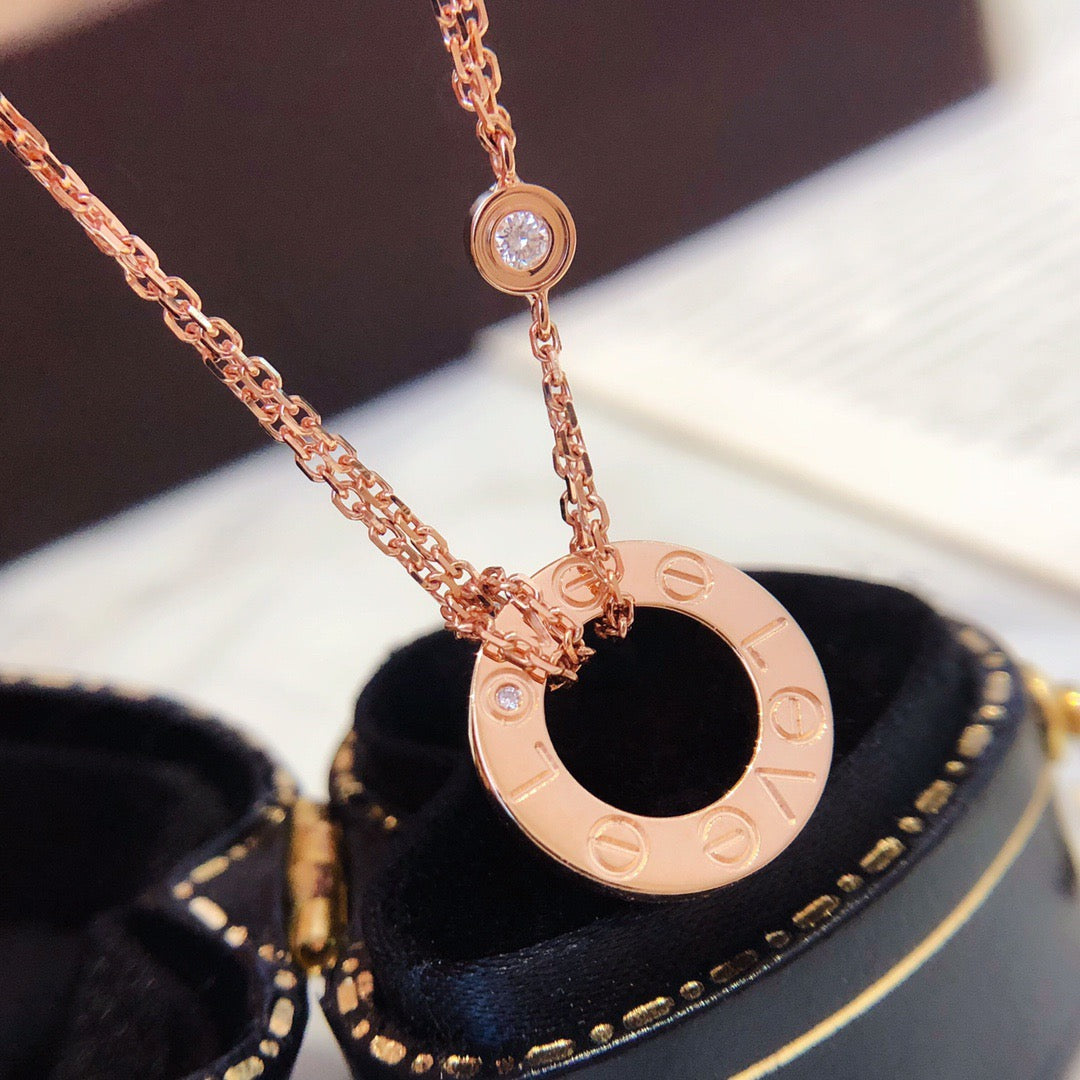 [GALE]LOVE NECKLACE 16MM 2 DIAMONDS