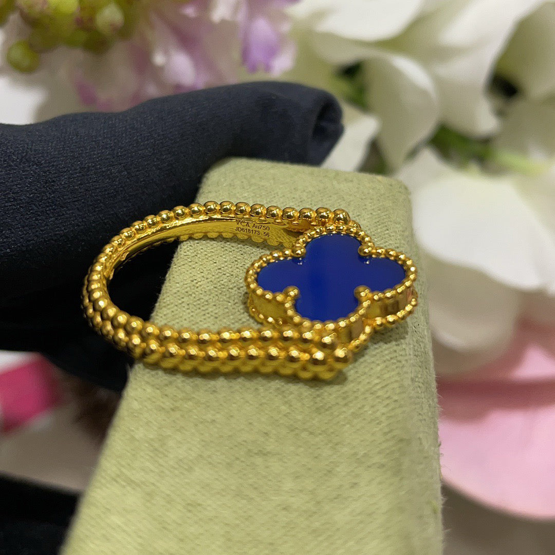 [GALE]CLOVER RIVERSIBLE BLUE AGATE RING