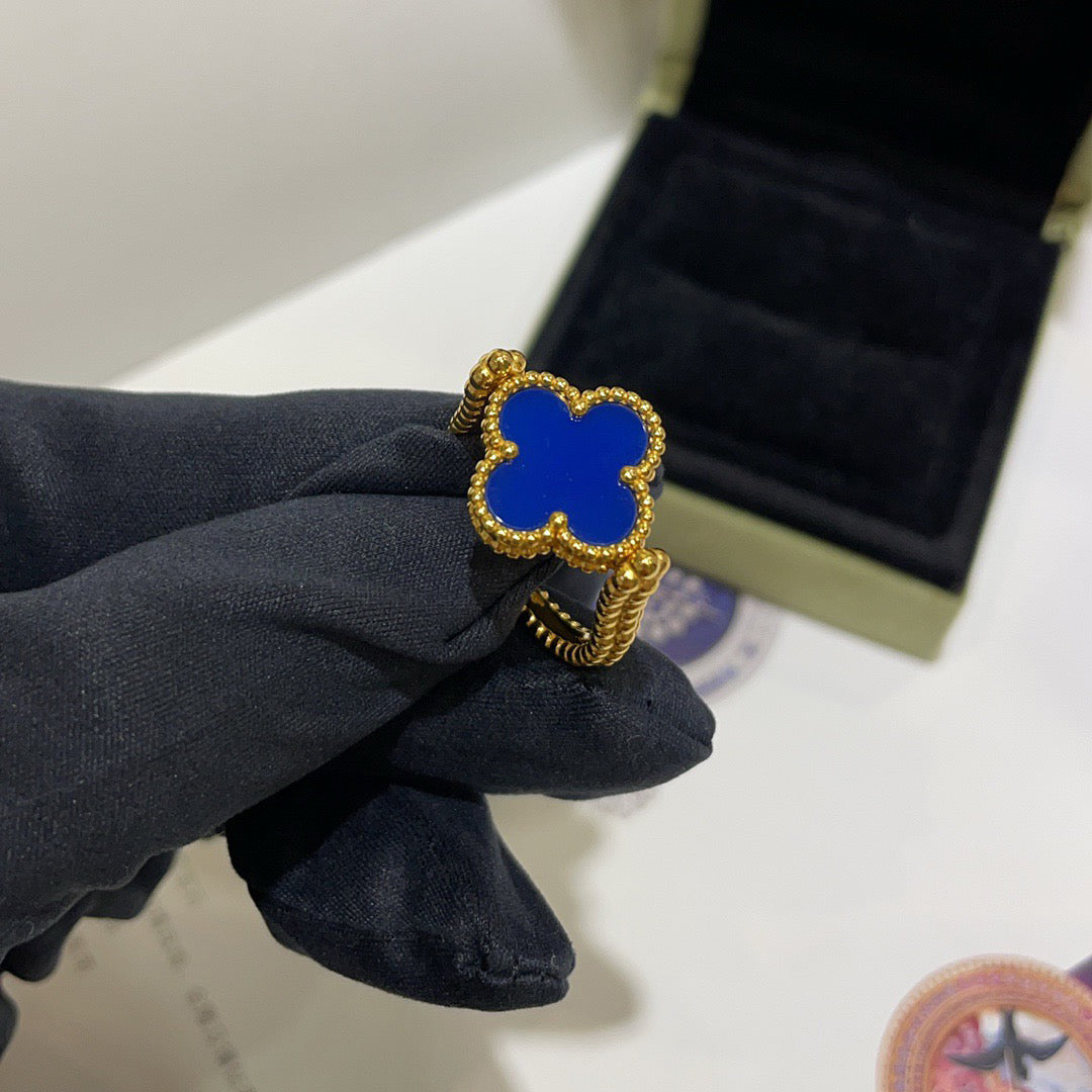 [GALE]CLOVER RIVERSIBLE BLUE AGATE RING