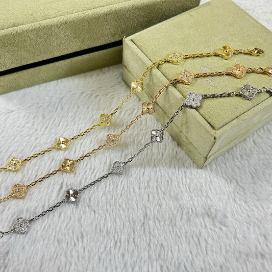 [GALE]CLOVER 6 MOTIF DIAMOND LASER BRACELET