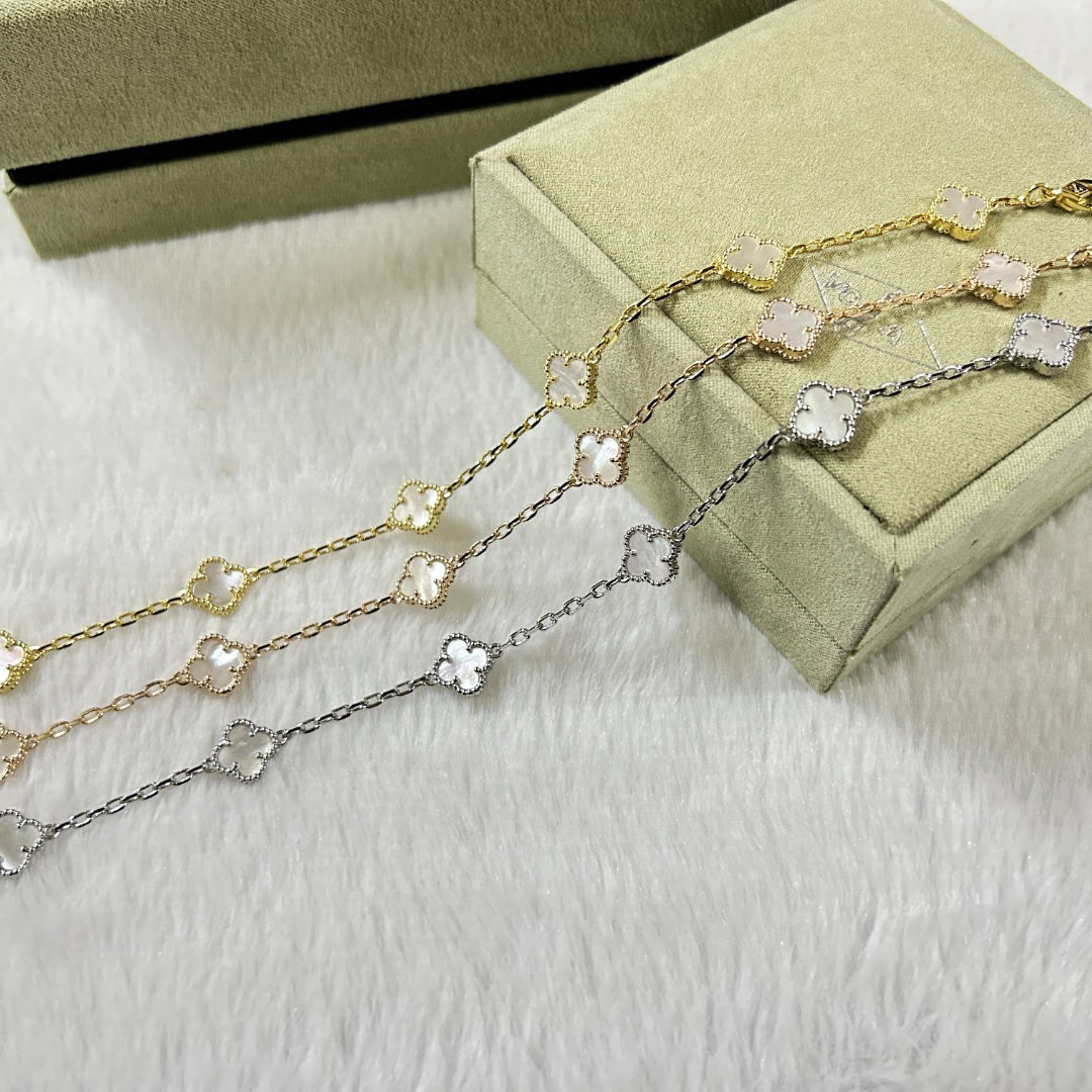 [GALE]CLOVER 6 MOTIF WHITE MOP BRACELET