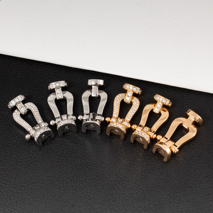 [GALE]FORCE LARGE HORSESHOE HALF DIAMOND BRACELET GOLD