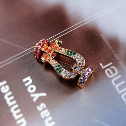[GALE]FORC LARGE HORSESHOE  COLORED DIAMOND BRACELET SILVER