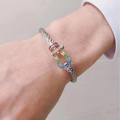 [GALE]FORCE LARGE HORSESHOE  COLORED DIAMOND BRACELET ROSE GOLD