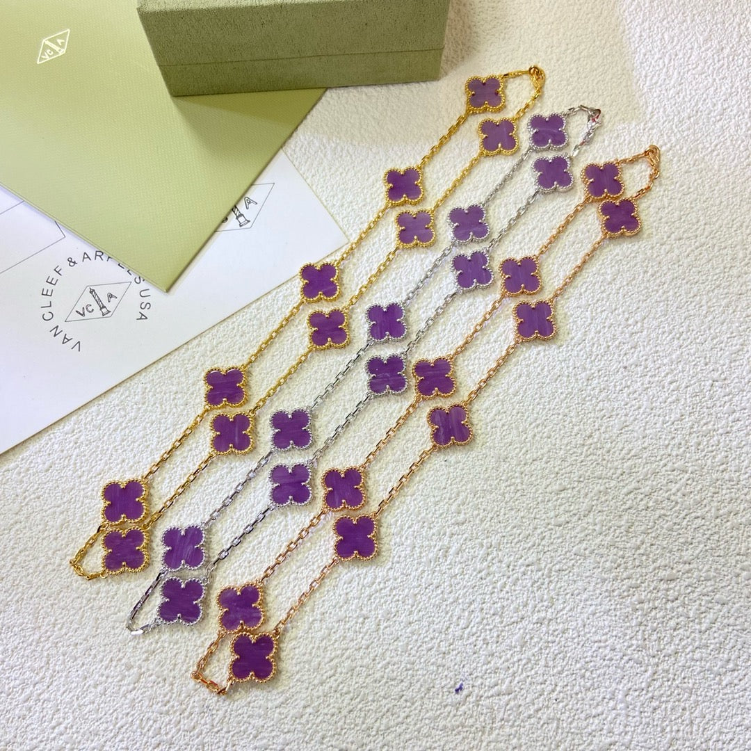 [GALE]CLOVER 10 MOTIFS  PURPLE VIOLET  NECKLACE