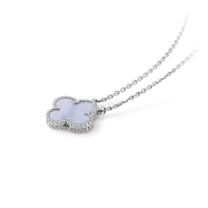 [GALE]CLOVER 15MM BLUE CHALCEDONY NECKLACE SILVER