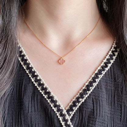 [GALE]CLOVER 15MM PINK MOTHER-OF-PEARL SINGLE FLOWER NECKLACE