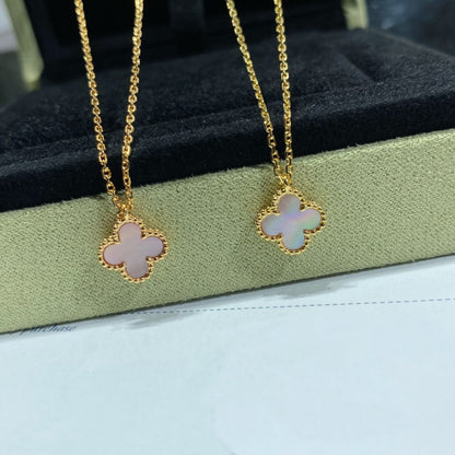 [GALE]CLOVER 15MM PINK MOTHER-OF-PEARL SINGLE FLOWER NECKLACE