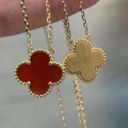 [GALE]CLOVER 15MM CARNELIAN SINGLE FLOWER NECKLACE
