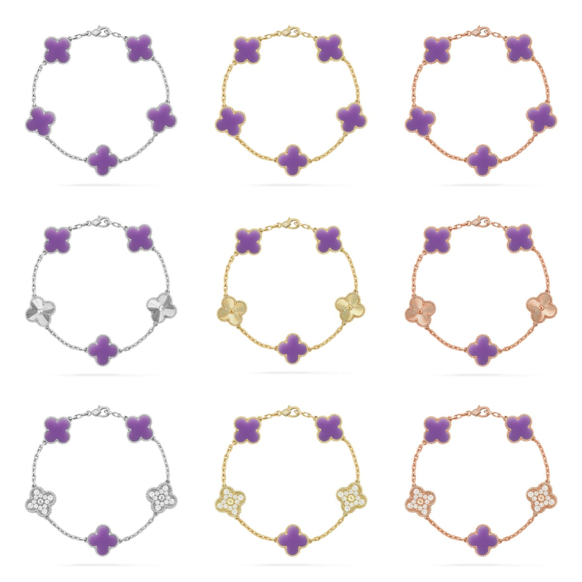 [GALE]CLOVER 5 MOTIF LIGHT PURPLE BRACELET COLLECTION