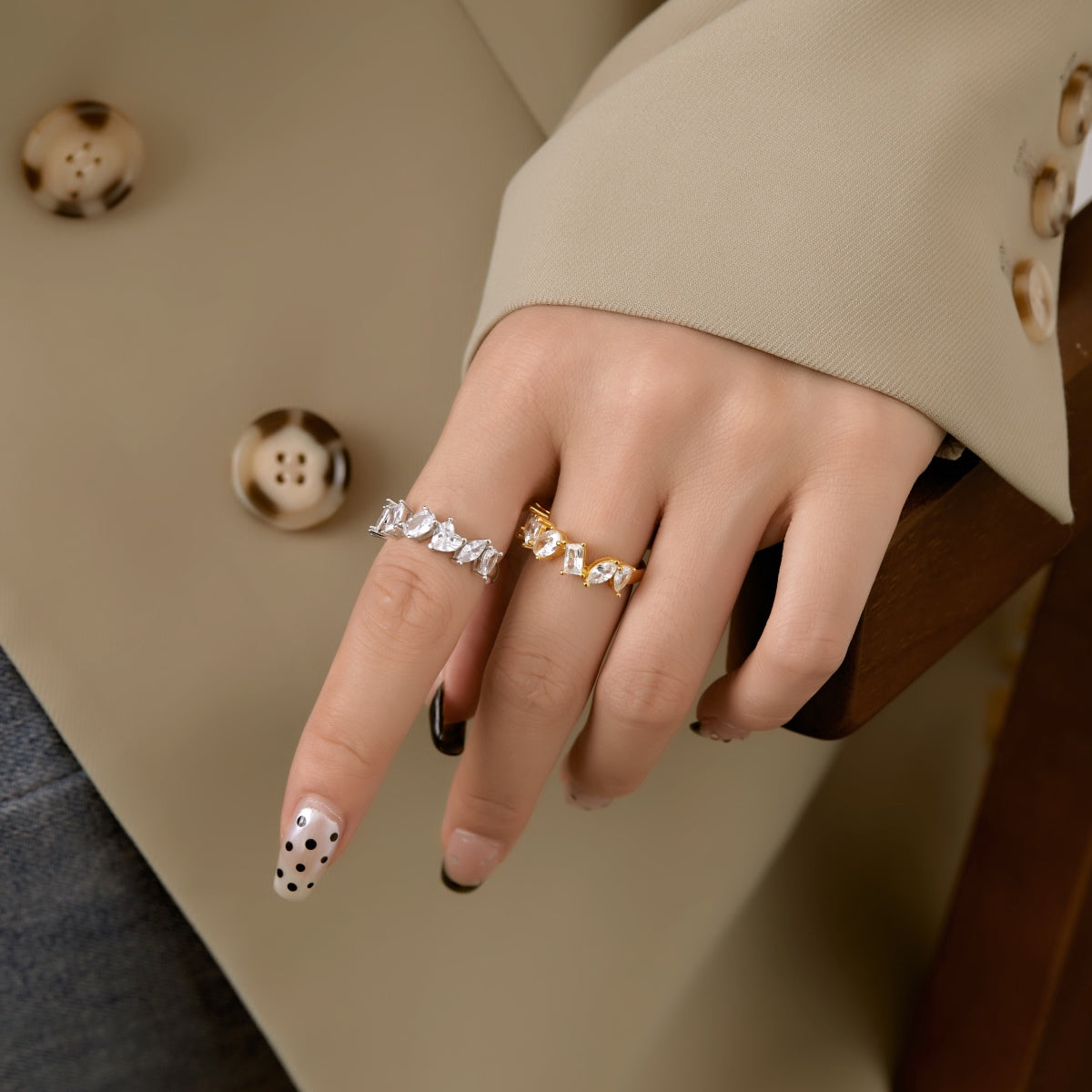 [GALE]Delicate Multi Cut Ring
