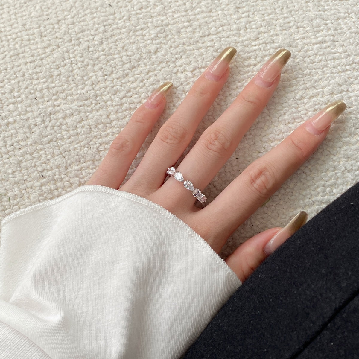 [GALE]Exquisite Pear Cut Tennis Ring