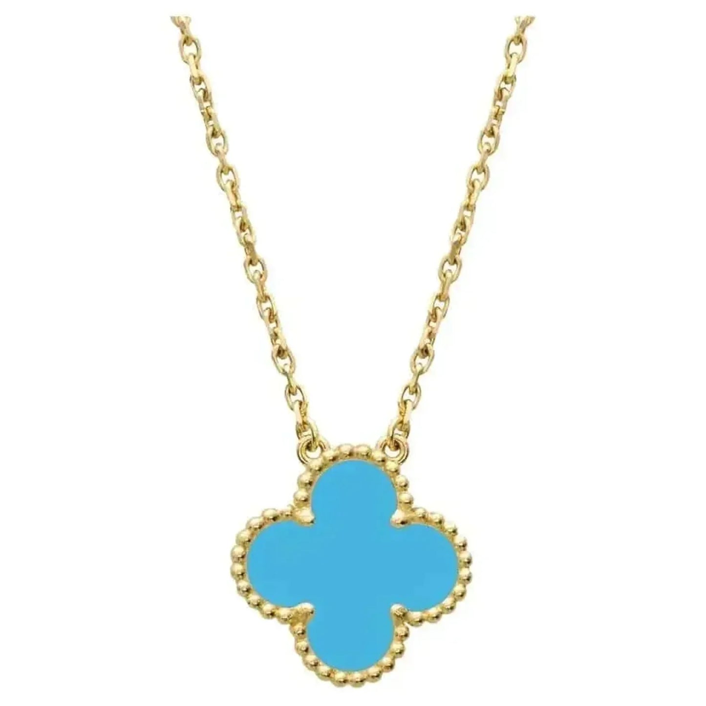 [GALE]CLOVER 15MM VINTAGE TURQUOISE NECKLACE