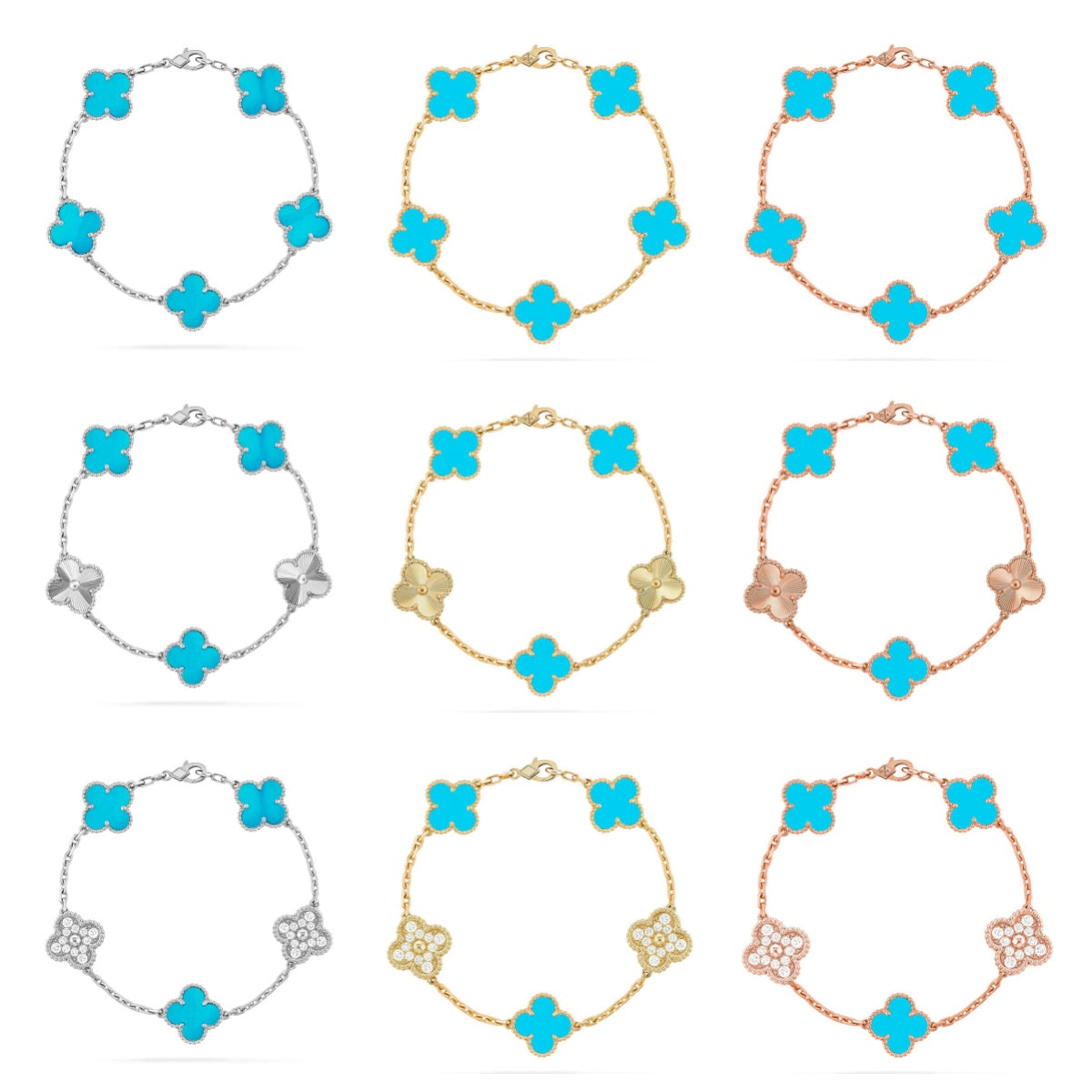 [GALE] CLOVER 5 MOTIF TURQUOISE BRACELET COLLECTION