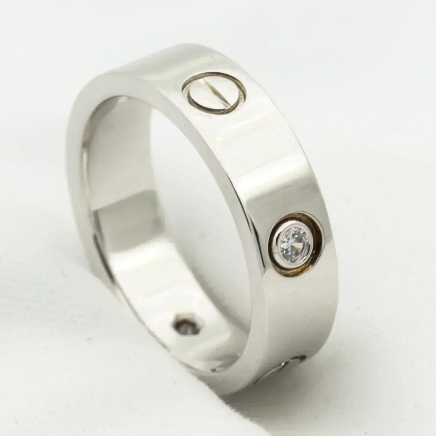 [GALE]LOVE RING 5.5MM 3 DIAMONDS SILVER