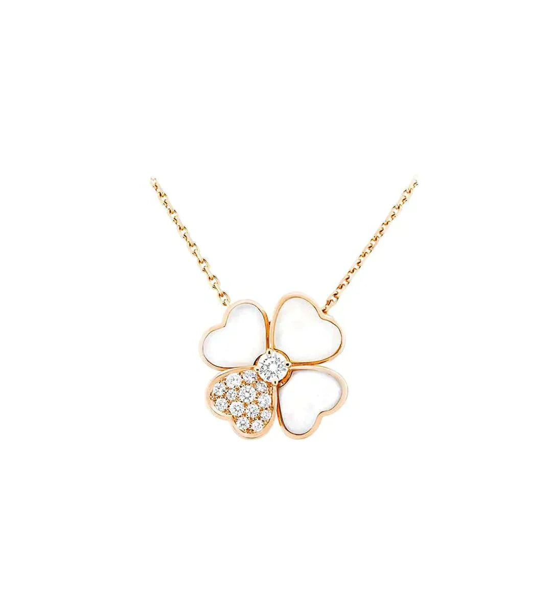 [GALE]CLOVER MOP DIAMOND ROSE GOLD NECKLACE