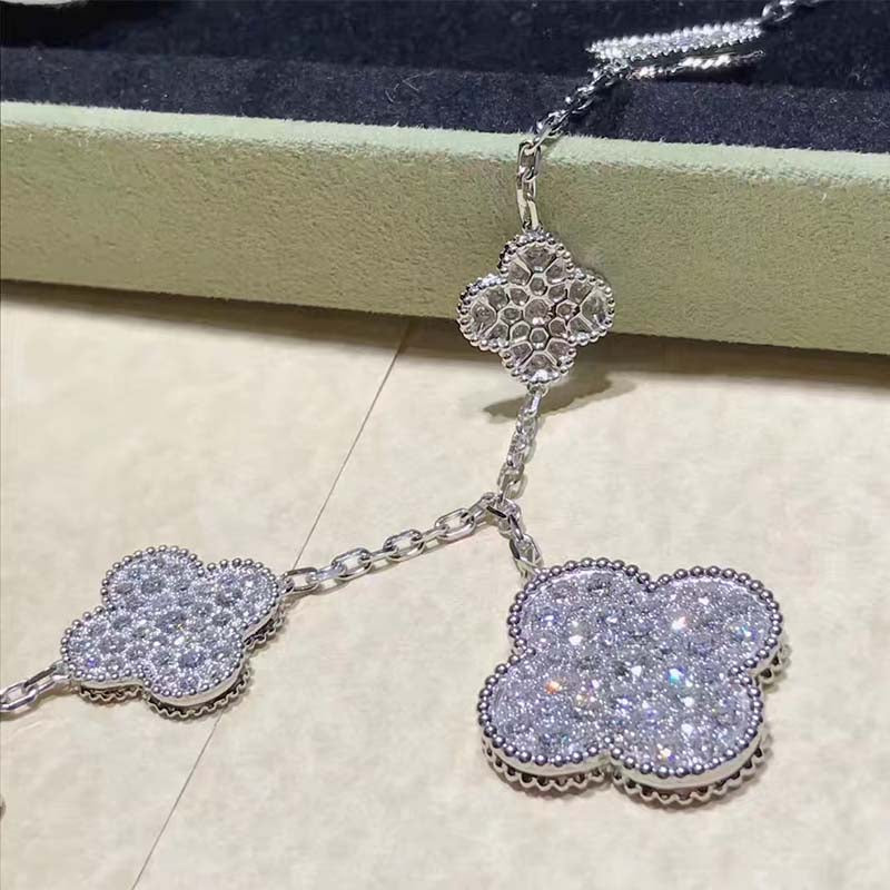 [GALE]CLOVER 6 MOTIFS SILVER DIAMOND BRACELET