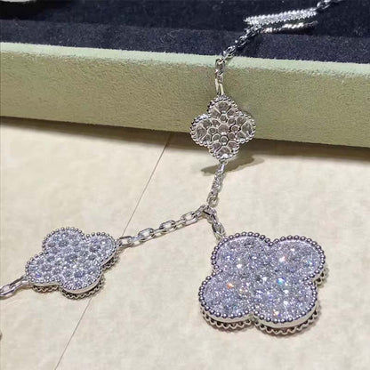 [GALE]CLOVER 6 MOTIFS SILVER DIAMOND BRACELET