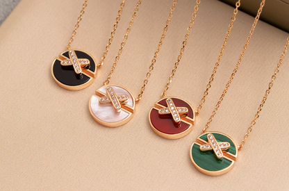 [GALE]JEUX DE PINK GOLD DIAMOND NECKLACE
