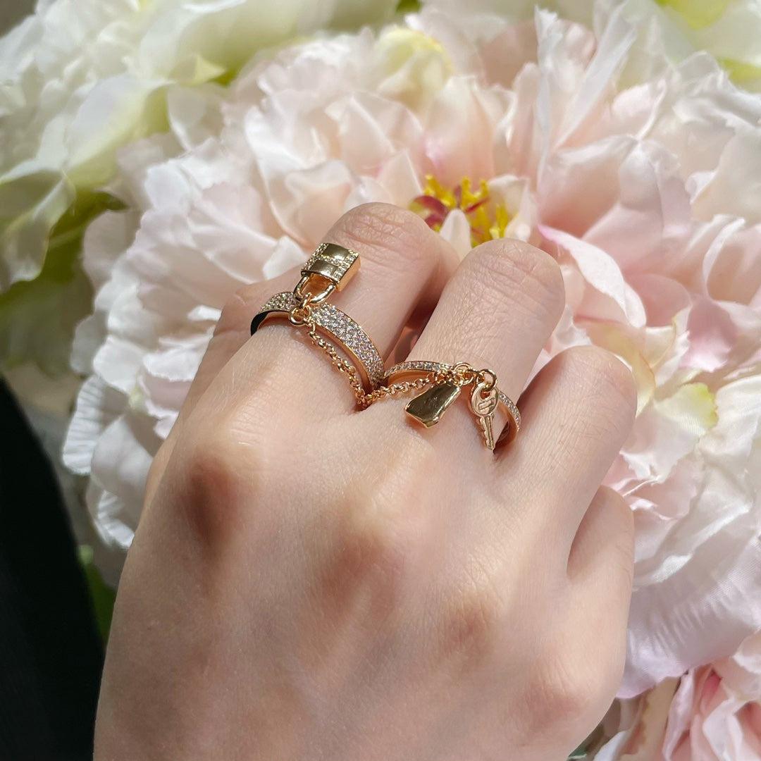 [GALE]HM KELLY CLOCHETTE DOUBLE RING IN  WITH DIAMONDS