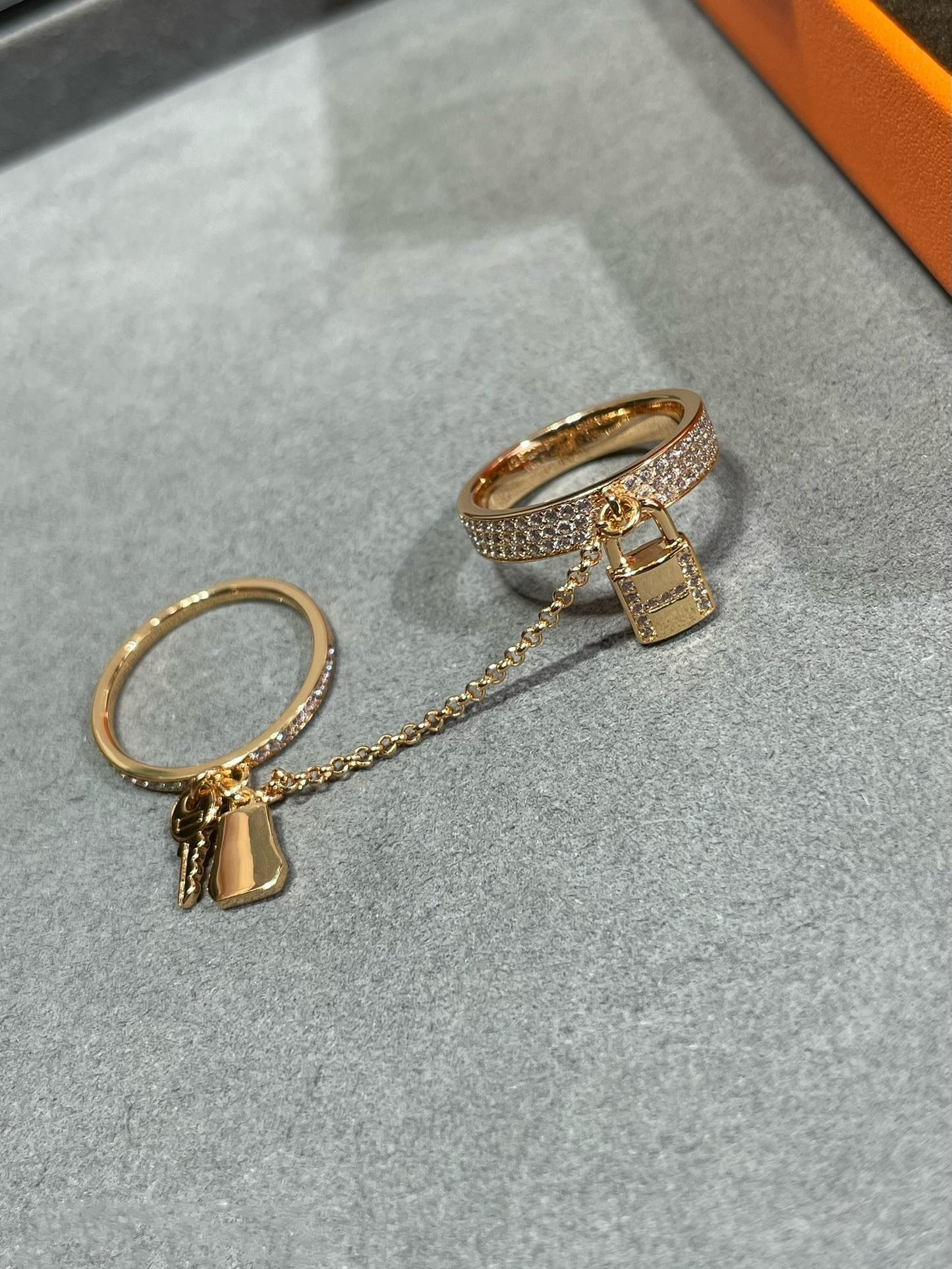 [GALE]HM KELLY CLOCHETTE DOUBLE RING IN  WITH DIAMONDS