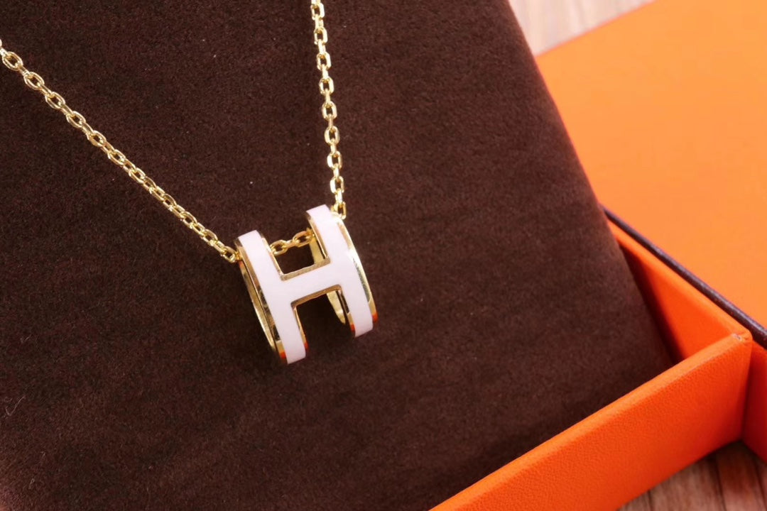 [GALE]HM CLIC YELLOW ENAMEL GOLD NECKLACE