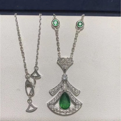 [GALE]DREAM NECKLACE MALACHITE DIAMOND SILVER