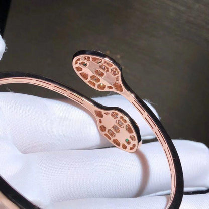 [GALE]SERPENTI BRACELET PINK GOLD MALACHITE DIAMOND DOUBLE SNAKE