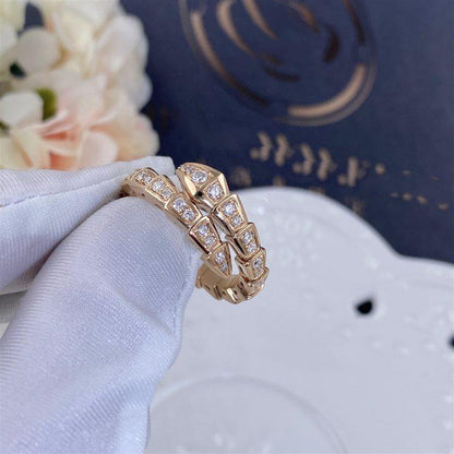 [GALE]SERPENTI RING PINK GOLD DIAMOND PAVED 4MM