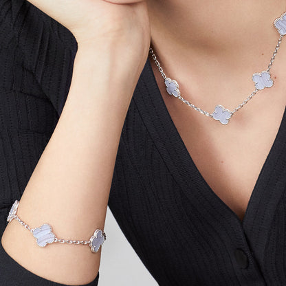 [GALE]CLOVER 10 MOTIFS BLUE CHALCEDONY NECKLACE