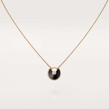 [GALE]AMULETTE ROSE GOLD ONYX NECKLACE