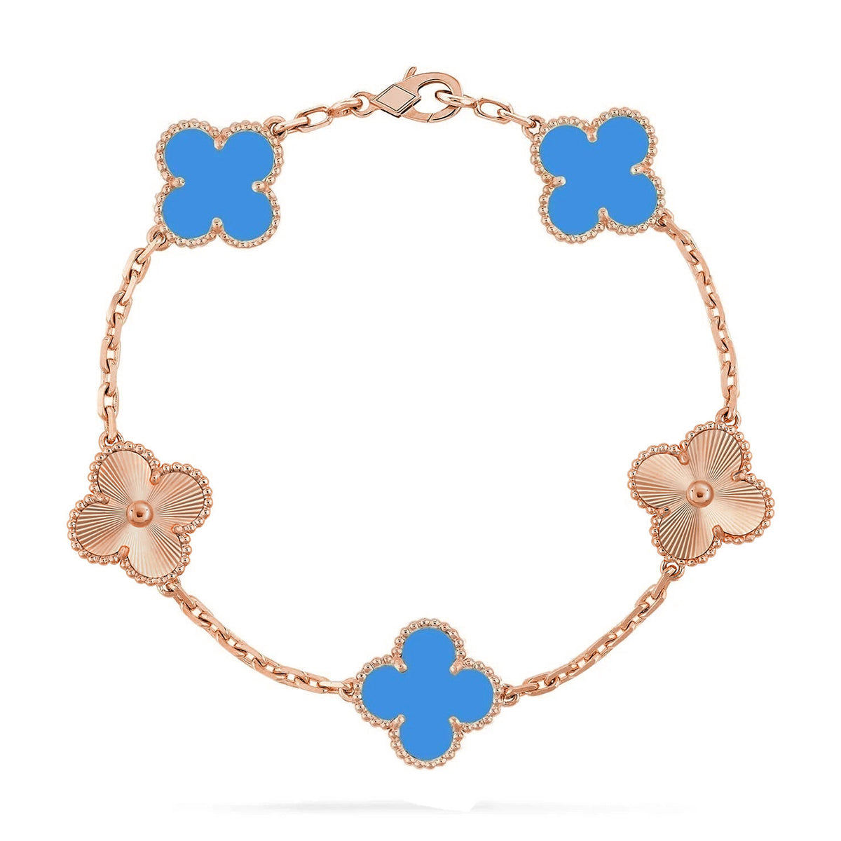 [GALE] CLOVER 5 MOTIF BLUE AGATE BRACELET COLLECTION
