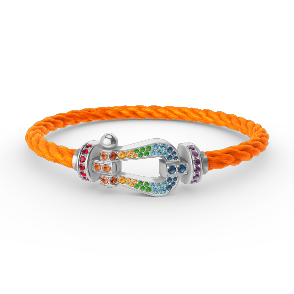 [GALE]FORC LARGE HORSESHOE  COLORED DIAMOND BRACELET SILVER