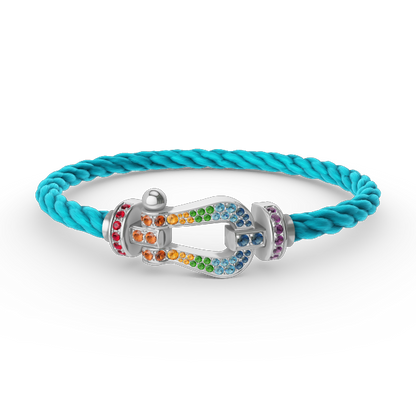 [GALE]FORC LARGE HORSESHOE  COLORED DIAMOND BRACELET SILVER
