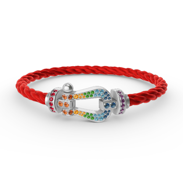 [GALE]FORC LARGE HORSESHOE  COLORED DIAMOND BRACELET SILVER