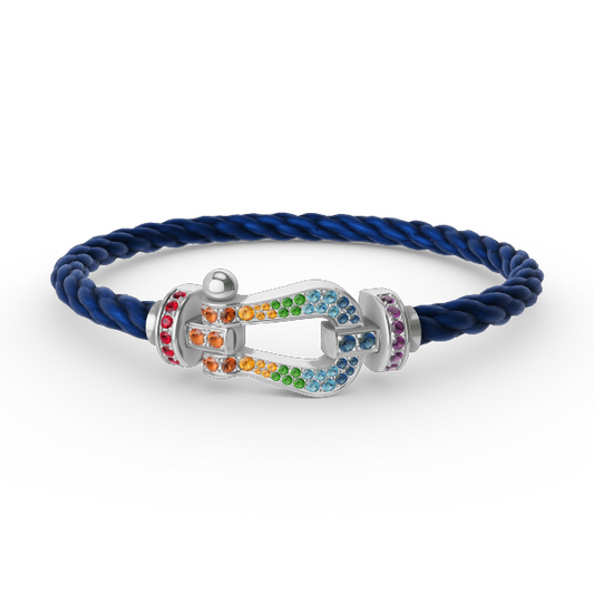 [GALE]FORC LARGE HORSESHOE  COLORED DIAMOND BRACELET SILVER
