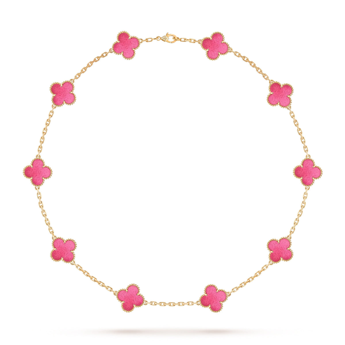 [GALE]NEW CLOVER 10 MOTIFS PINK ENAMEL NECKLACE