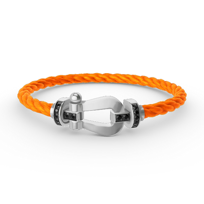 [GALE]FORCE LARGE HORSESHOE BLACK DIAMOND BRACELET SILVER