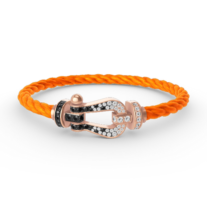 [GALE]FORCE LARGE HORSESHOE BLACK WHITE DIAMOND BRACELET ROSE GOLD