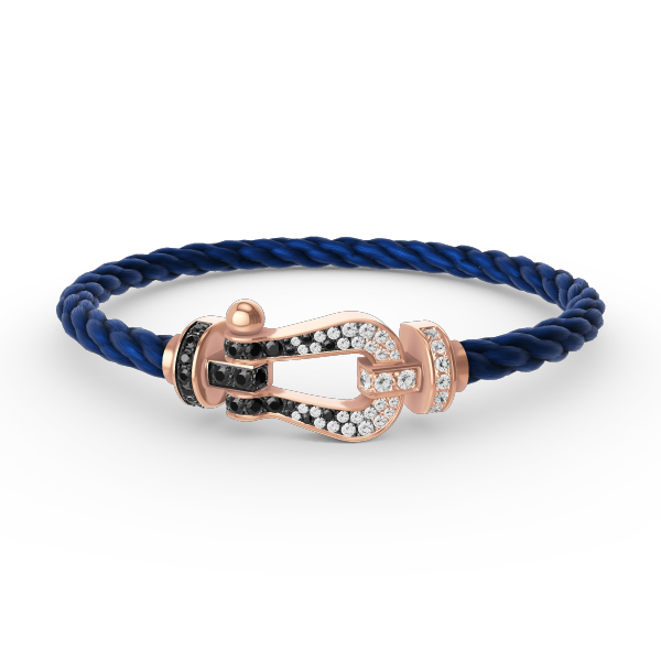 [GALE]FORCE LARGE HORSESHOE BLACK WHITE DIAMOND BRACELET ROSE GOLD
