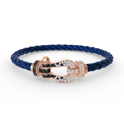 [GALE]FORCE LARGE HORSESHOE BLACK WHITE DIAMOND BRACELET ROSE GOLD