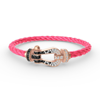 [GALE]FORCE LARGE HORSESHOE BLACK WHITE DIAMOND BRACELET ROSE GOLD