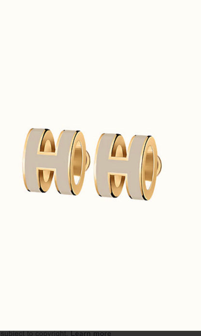 [GALE]MINI POP H GOLD EARRINGS GREY