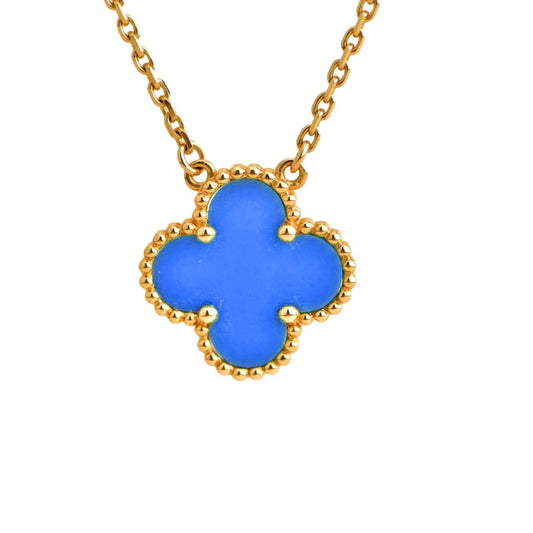 [GALE]CLOVER 15MM BLUE AGATE NECKLACE