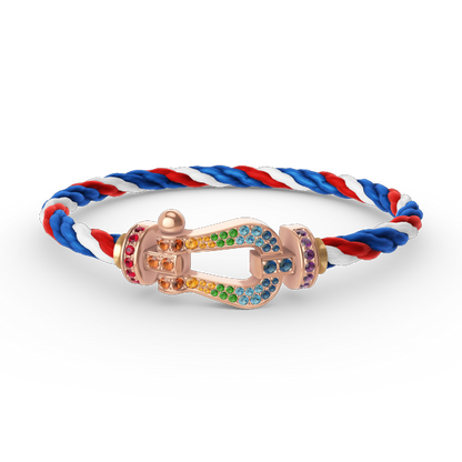 [GALE]FORCE LARGE HORSESHOE  COLORED DIAMOND BRACELET ROSE GOLD