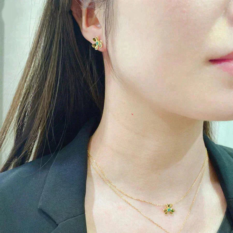 [GALE]FRIVOLE  FLOWER MALACHITE EARRINGS