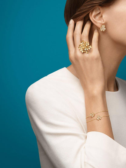 [GALE]FRIVOLE GOLD FLOWER DIAMOND EARRINGS