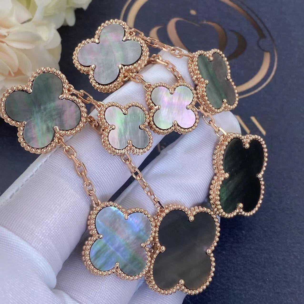 [GALE]CLOVER EARRINGS DARK MOP 4 MOTIFS ROSE GOLD