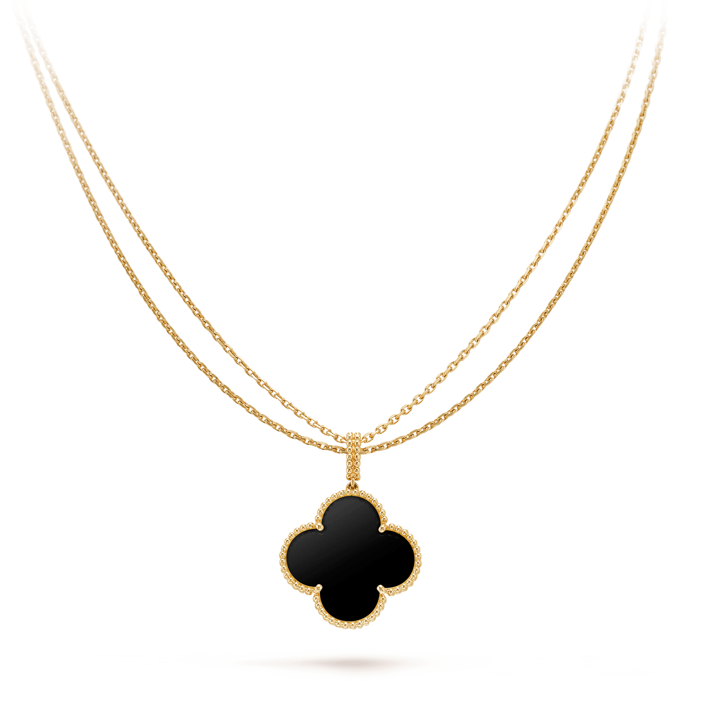 [GALE]CLOVER 25MM GOLD ONYX BIG CLOVER NECKLACE