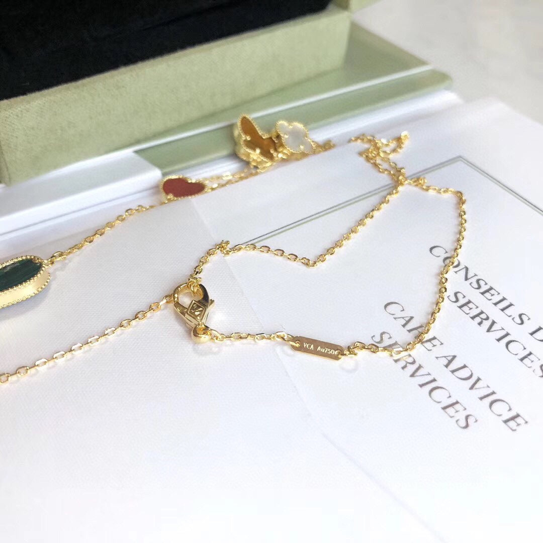 [GALE]LUCKY SPRING 4 MOTIFS ROSE GOLD NECKLACE